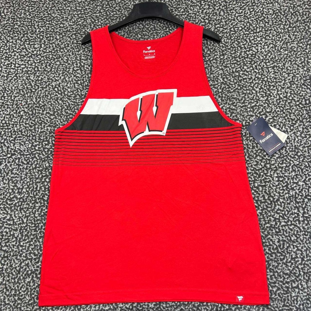 Wisconsin Badgers Shirt Men Large Red Fanatics Sleeveless Round Neck New‎ L